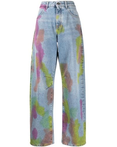 Palm Angels Jeans Met Tie-dye Print - Blauw