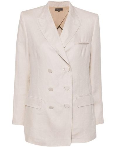 N.Peal Cashmere Ava Double-breasted Linen Blazer - Natural