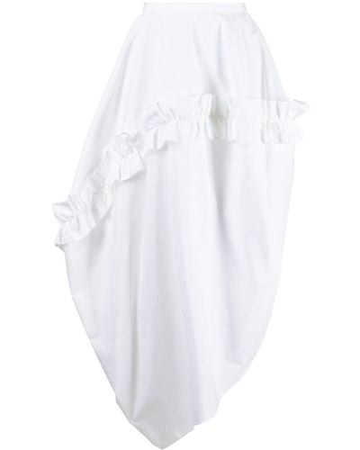 Alexander McQueen Ruffle-detail Asymmetric Skirt - White