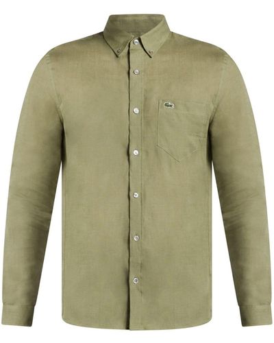 Lacoste Logo-embroidered Linen Shirt - Green