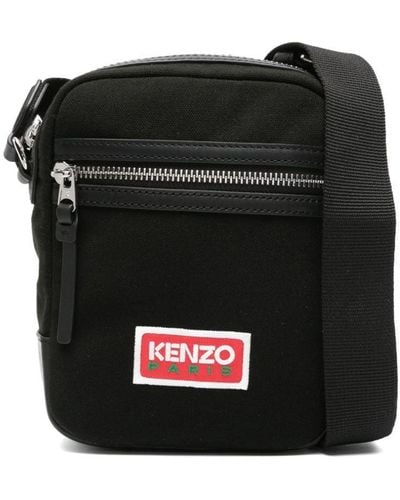 KENZO Bolso messenger con parche del logo - Negro