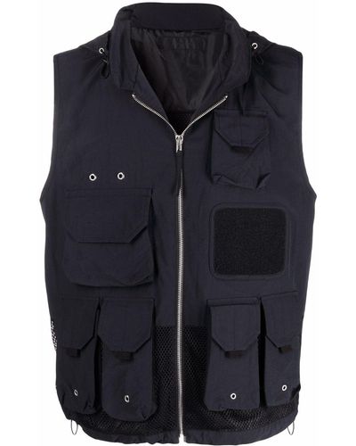 Helmut Lang Gilet con inserto a rete - Blu