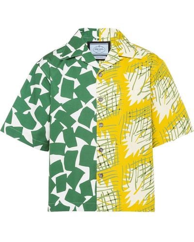 Prada Double Match Graphic-print Shirt - Yellow