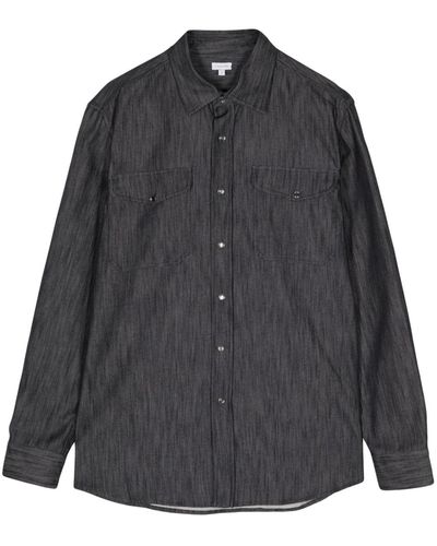 Caruso Spread-collar Denim Shirt - Zwart