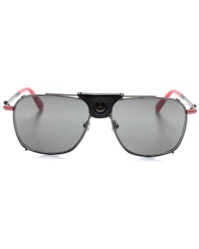 Moncler Logo-plaque Pilot-frame Sunglasses - Gray