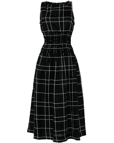 Faithfull The Brand Check Print Linen Dress - Black