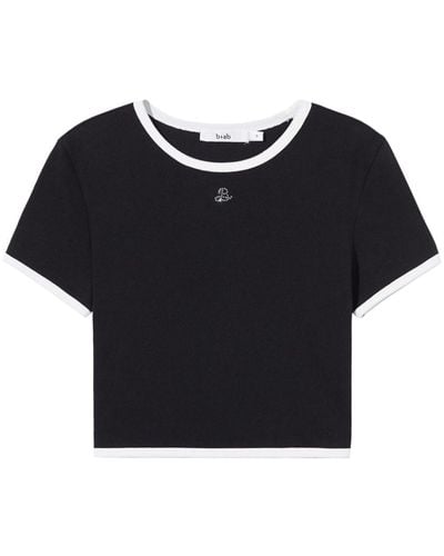 B+ AB Rhinestone-logo Contrast-trim T-shirt - Black