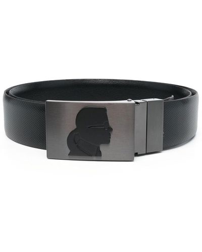 Karl Lagerfeld Cinturón con placa del logo - Negro