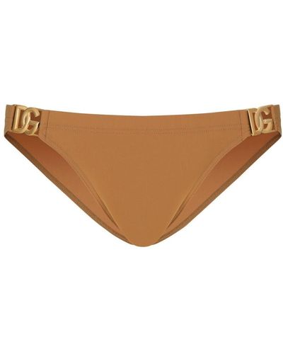 Dolce & Gabbana Logo-tag Bikini Bottoms - Brown