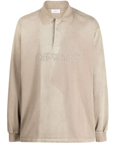 Off-White c/o Virgil Abloh Laundry Logo-embossed Polo Shirt - Natural
