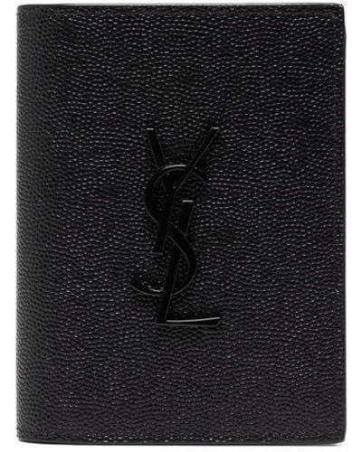Saint Laurent Monogram Pebbled-leather Bi-fold Wallet - Black