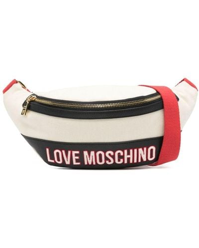 Love Moschino Gürteltasche mit Logo-Stickerei - Weiß