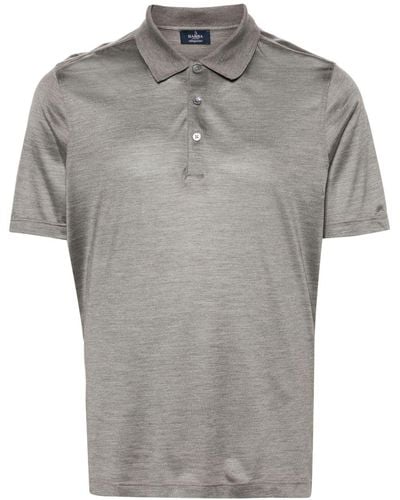 Barba Napoli Mélange-effect Silk Polo Shirt - Gray