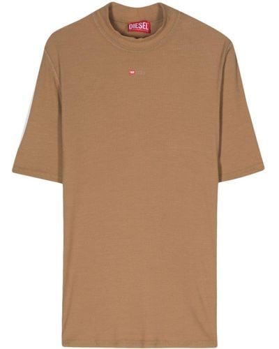 DIESEL Logo-embroidered T-shirt - Brown