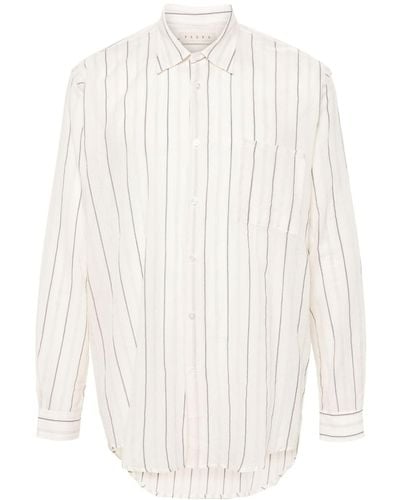 Paura Erzin Stripe-pattern Cotton Shirt - White