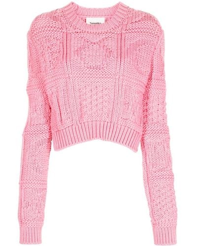 Nanushka Lyssa Cropped-Pullover mit Zopfmuster - Pink