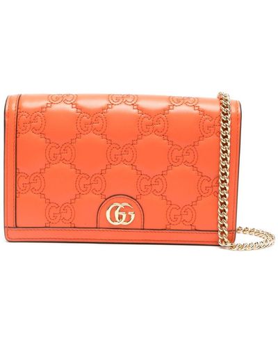 Gucci GG Logo-embossed Chain Wallet - Orange