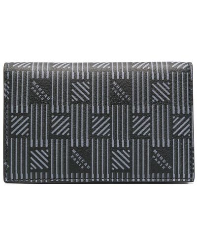 Moreau Geometric-pattern Leather Wallet - Grey