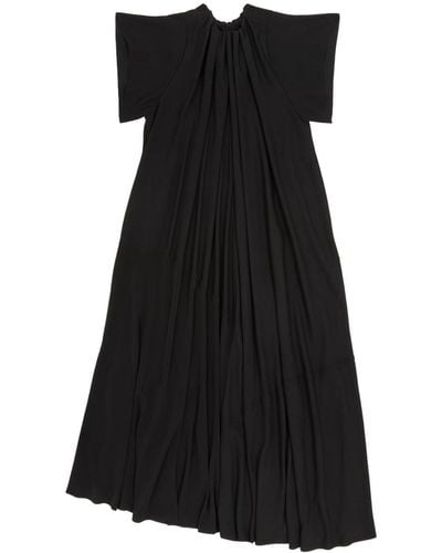 MM6 by Maison Martin Margiela Gathered Short-sleeve Maxi Dress - Black