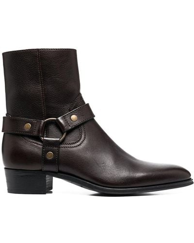 Saint Laurent Wyatt Harness Boots - Brown