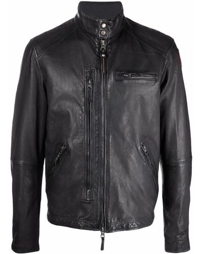 Parajumpers Zip-up Leather Jacket - Black