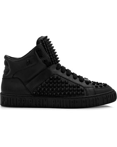Philipp Plein Spike Stud-detailing Leather Sneakers - Black