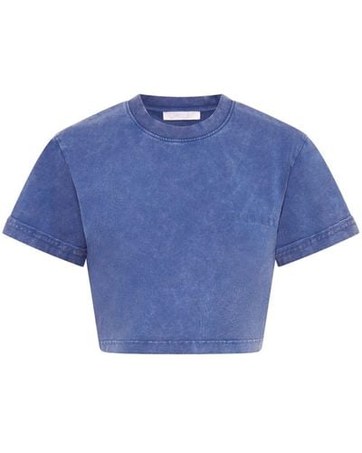 Dion Lee Logo-embossed Cropped T-shirt - Blue