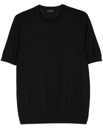 Roberto Collina Geripptes T-Shirt mit rundem Ausschnitt - Schwarz