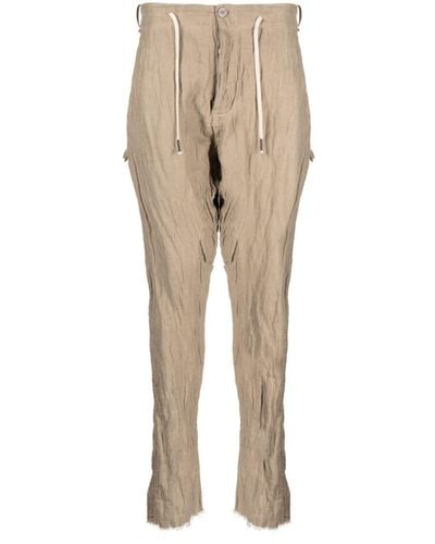 Masnada Crinkled Drawstring Track Trousers - Natural
