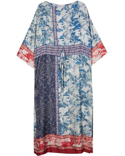 Pierre Louis Mascia Zijden Maxi-jurk Met Bloemenprint - Blauw