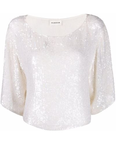 P.A.R.O.S.H. Sequin-embellished Draped Blouse - White