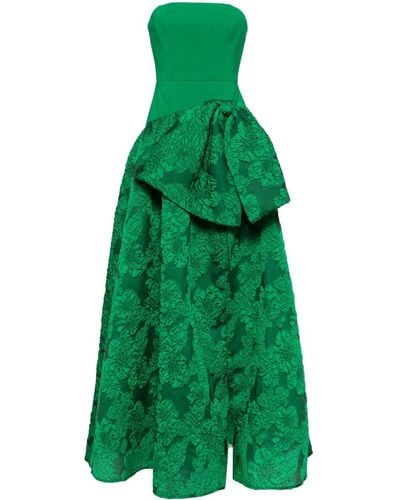 Marchesa Schulterfreies Calathea Abendkleid - Grün