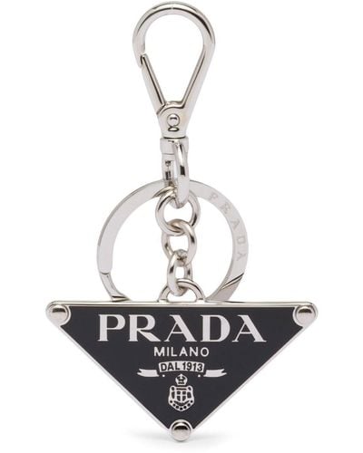 Prada Logo-plaque Clasp-fastening Keyring - White
