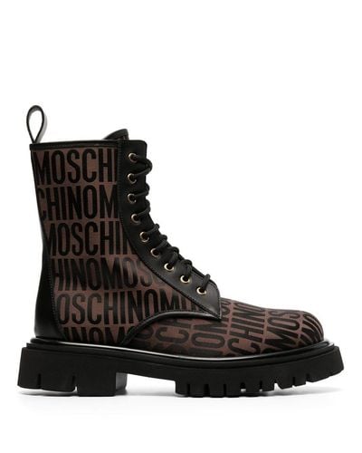 Moschino All Over Logo-print Boots - Black