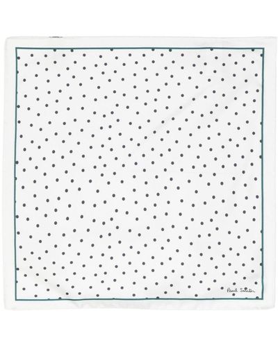 Paul Smith Polka-dot Silk Pocket Square - White