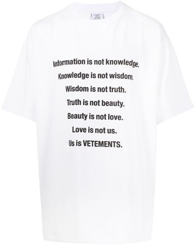 Vetements Information プリント Tシャツ - ホワイト