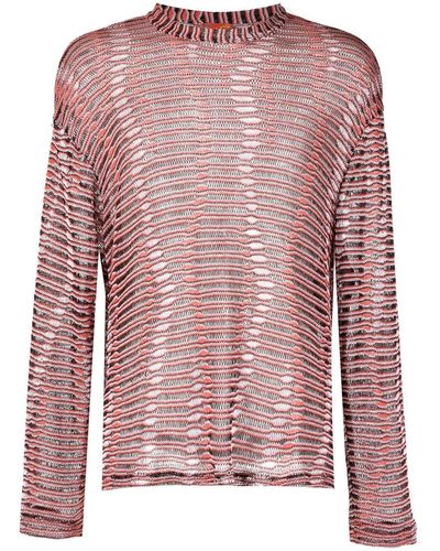 VITELLI Open-knit Striped Sweatshirt - Pink