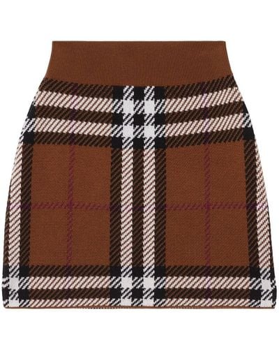 Burberry Jacquard Check Mini Skirt - Brown