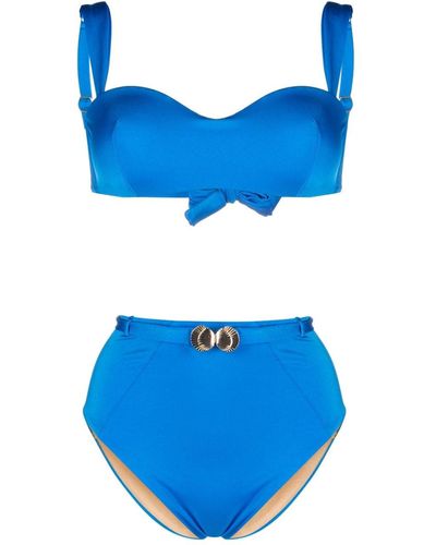 Noire Swimwear Seashell Bandeau Bikini Set - Blue