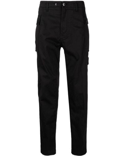 Stone Island Compass-patch Tapered Trousers - Black