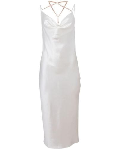 Fleur du Mal Chain-link Silk Slip Dress - White