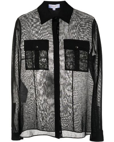 MICHAEL Michael Kors Semi-sheer Linen Shirt - Black