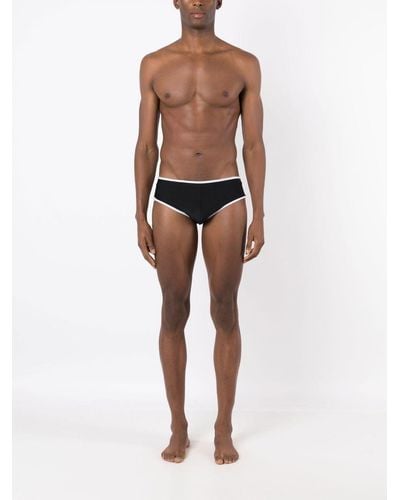 Amir Slama Contrasting-trim Swimming Trunk - Natural