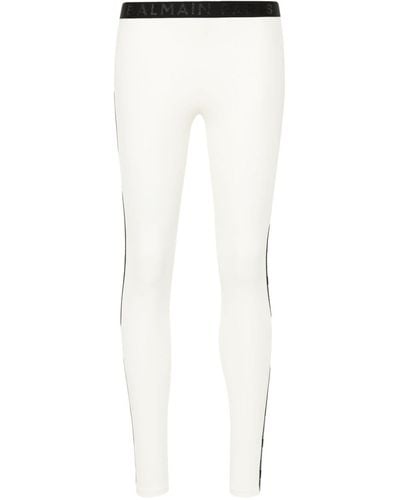 Balmain Leggings mit Logo-Streifen - Weiß