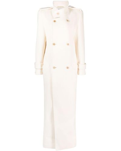 Saint Laurent Double-breasted Wool Coat - White