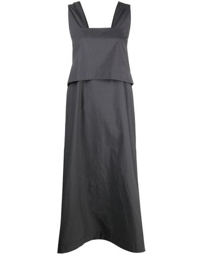 Toogood Layered-detail Draped Cotton Dress - Grey