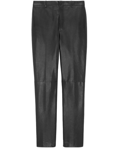 Saint Laurent High-waisted Leather Trousers - Grey