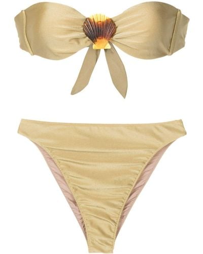 Adriana Degreas Shell-appliqué High-waist Bikini Set - Natural