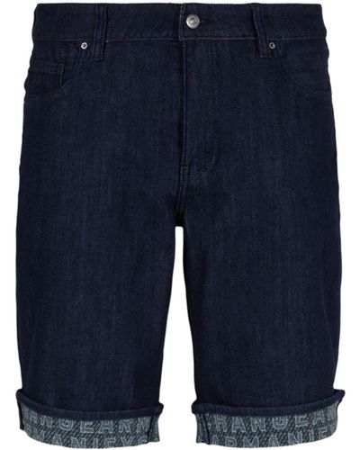 Armani Exchange Turn-up Hem Denim Shorts - Blue