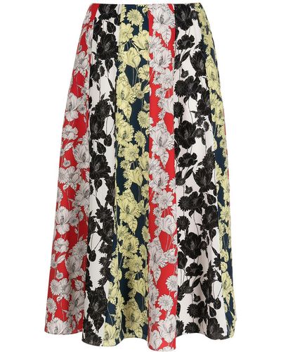 Jason Wu High-waisted Colour-block Floral Skirt - Multicolour